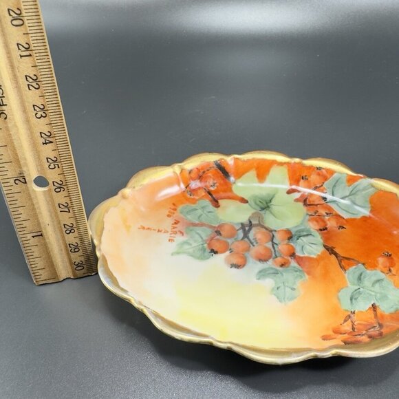 1986 Hand Painted Bavaria Germany Porcelain Dish Plate Signed Marie Frazier VTG - Picture 4 of 12